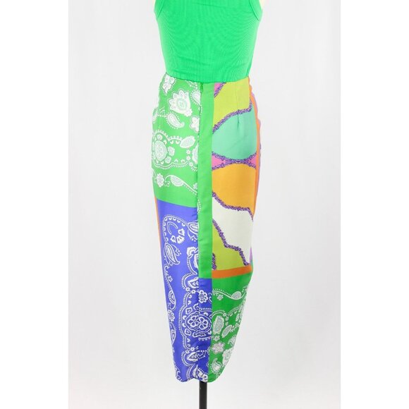 ZARA Patchwork Scarf Print Satin Twill Knotted Maxi Pareo Sarong Skirt, Size XS - Picture 4 of 15